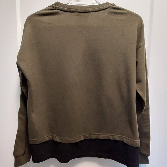 MAX Women's Typographic Print Crew Neck Long Sleeves Sweatshirt Olive/Black SML - Picture 13 of 13